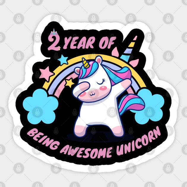 2 Year of a being awesome unicorn Sticker by Artist usha